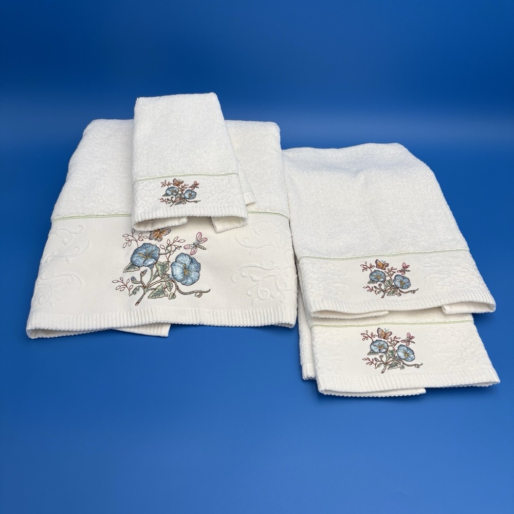 Lenox Butterfly Meadow Bath Hand Finger Tip Towel Set Of 4 Vtg EUC Tags